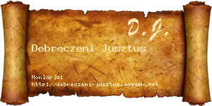 Debreczeni Jusztus névjegykártya